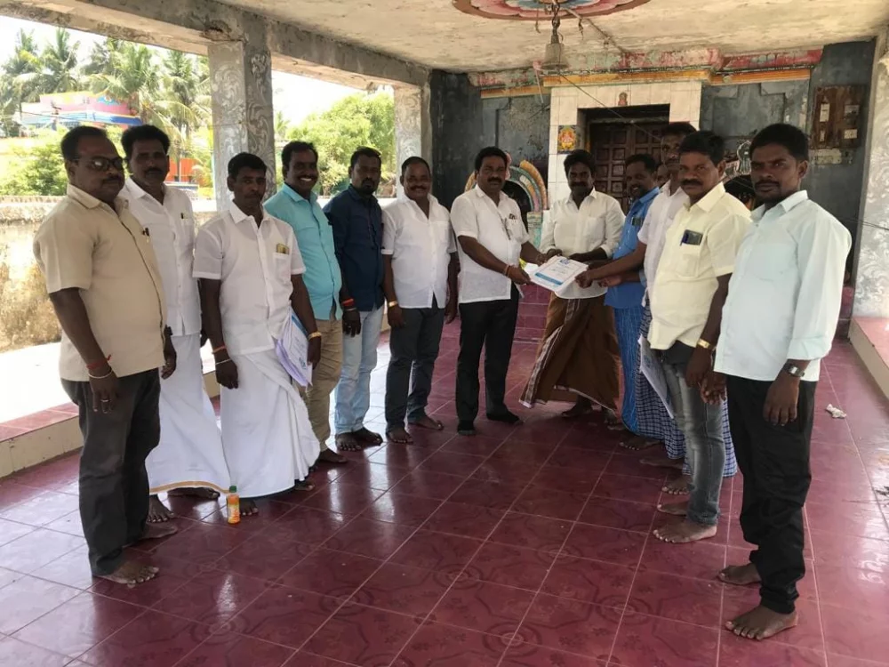 பரதவர் முன்னேற்றப் பேரவை சார்பாக முனைவர் தி.முத்து கண்ணப்பர் படைப்பான சங்க இலக்கியத்தில் நெய்தல்நிலம் நூல் வெளியீட்டு விழாவிற்கு செங்கல்பட்டு மாவட்டத்தில் உள்ள அனைத்து மீனவர் கிராமங்களுக்கும் அழைப்புக் கொடுக்கப்பட்டு நிகழ்ச்சிக்கு வருமாறு அழைத்த போது.