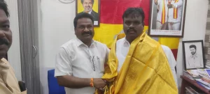 தமிழக வெற்றி கழகத்தின் திருவொற்றியூர் சட்டமன்ற உறுப்பினர் மரியாதைக்குரிய மாண்புமிகு  N.செந்தில்குமார் அவர்களை இன்று நேரில் சந்தித்து வாழ்த்து தெரிவித்த போது.